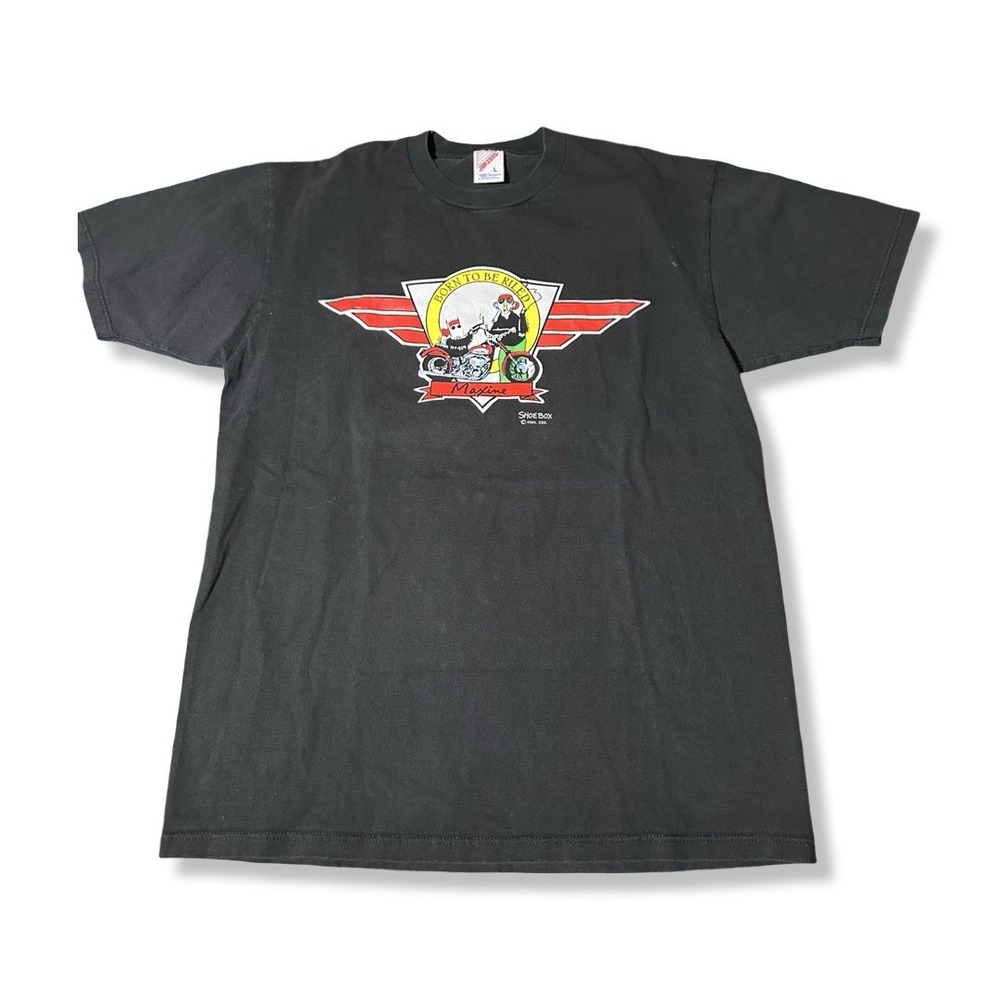 Maxine Shoebox Cartoon T Shirt Mens L Black Born to Be Riled Made USA Vintage